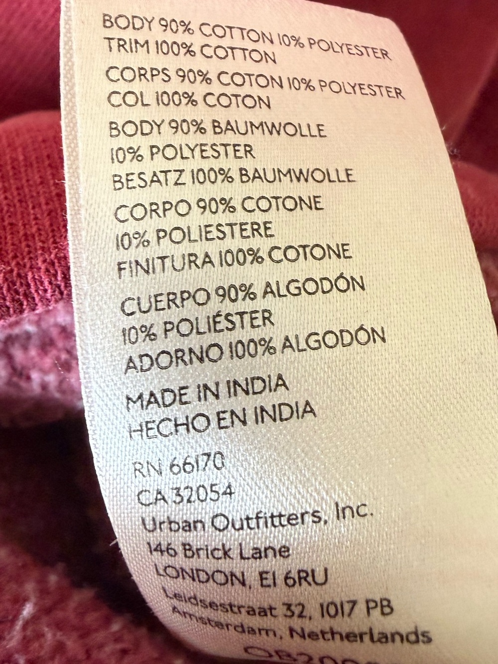 Free People Red Cotton Ella Tunic Sweatshirt Size 8 - Picture 7 of 8